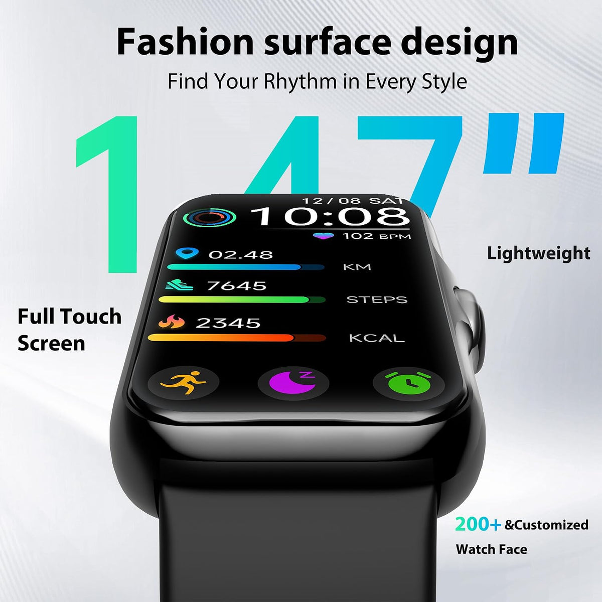 fitness tracker with 24/7 continuous heart rate, blood shown in use