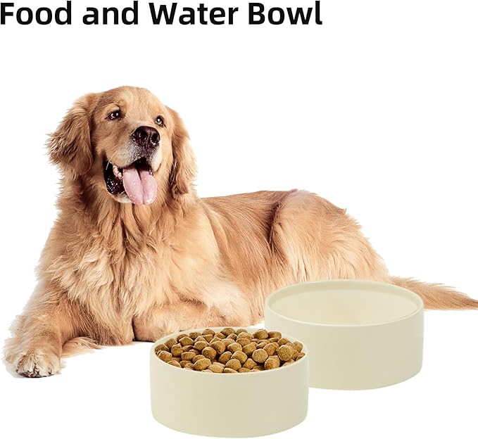 Ceramic 8.2inch Dog Bowl for Large-Breed Dogs, Anti-Slip and Weighted Pet Food