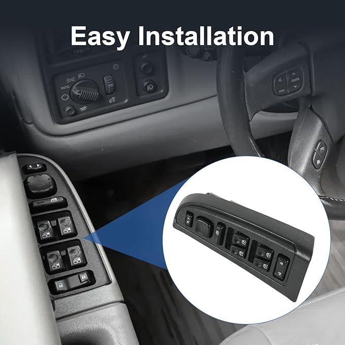 DICMIC Front Driver Side Master Power Window Switch and Door Lock & Black Bezel