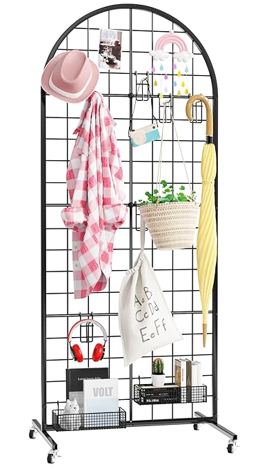 Asee'm Grid Wall Panels Display Stand 2' x 5.2' FT Black Movable Wire Grid Wall