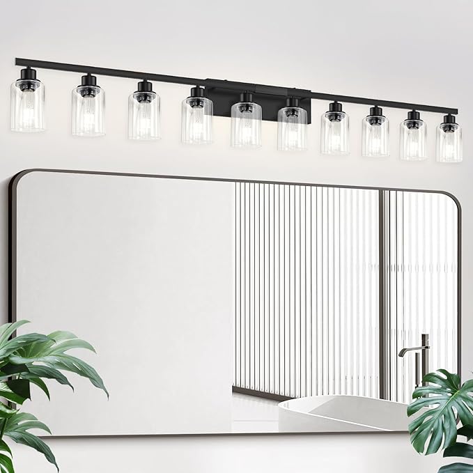 DIKAIDA 10 Light Bathroom Vanity Lights Over Mirror, 65.4inch Black Vanity