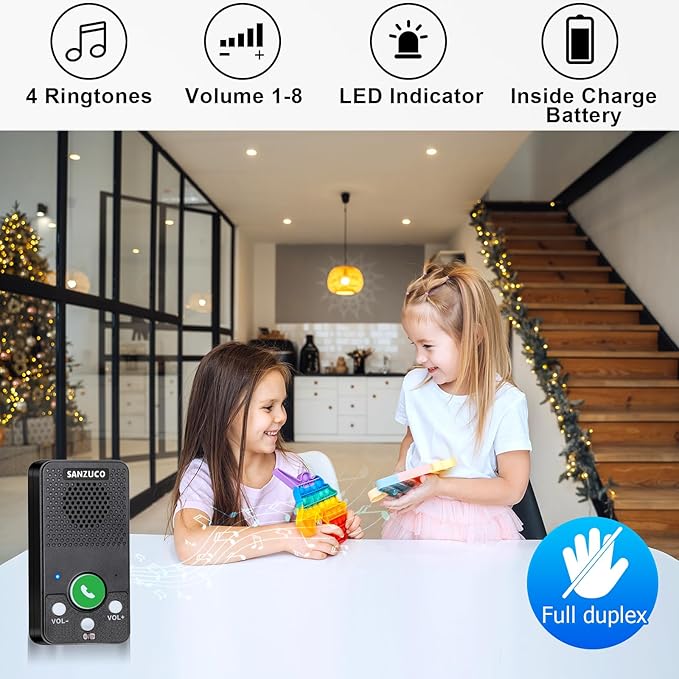 Wireless Doorbell, Full Duplex Doorbells Hands Free, 1000ft Range Rechargeable