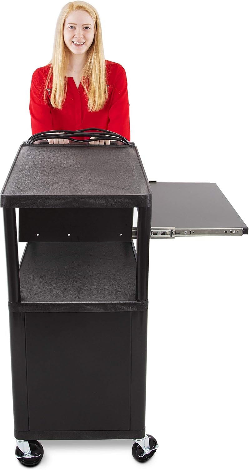 Stand Steady Line Leader SS-LP Plastic AV Cart with Keyboard Tray and Locking...