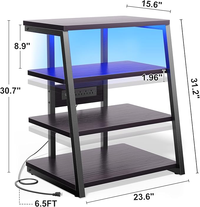 Besiost AV Media Stand with Outlets, Media Console with LED Lights, Stereo