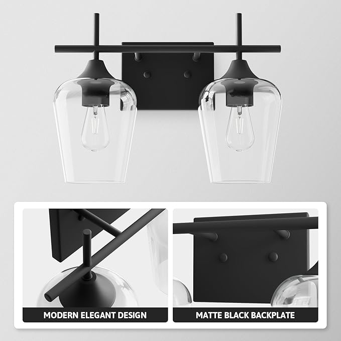 VONLUCE Bathroom Vanity Light, 2 Light Bathroom Light Fixture Over Mirror