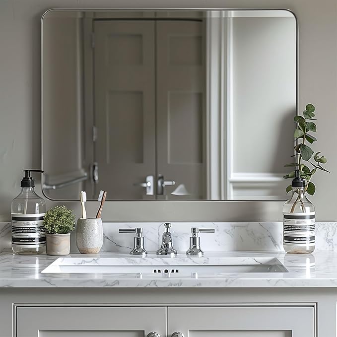 ANDY STAR 36"x48"Chrome Bathroom Mirror, Large Wall Mirror