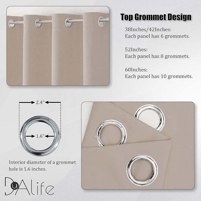DUALIFE Blackout Curtains 96 Inches Long