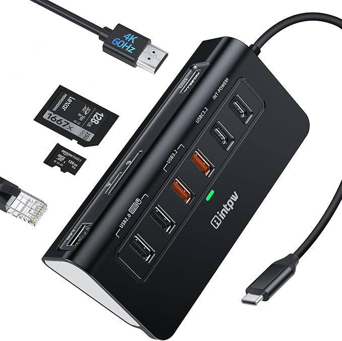 P9R PRO USB C Hub Ethernet, 10Gbps USB C Docking Station 10-in-1