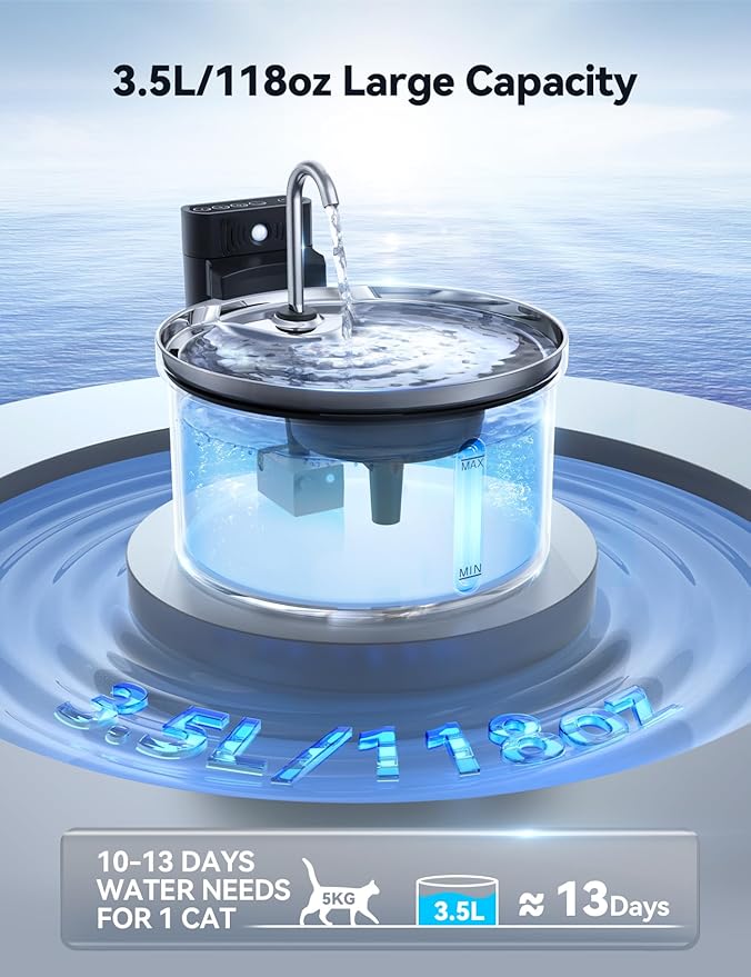 Wireless Cat Water Fountain Stainless Steel FEELNEEDY Smart Pet Water Fountain