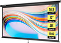 VIVOHOME 80 Inch 16:9 Pull Down Projector Screen, HD 4K Retractable Movie Screen