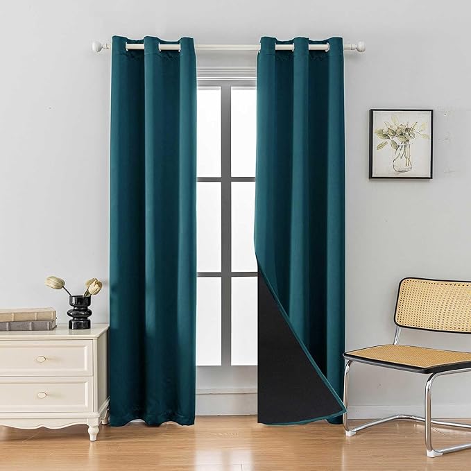 Anytime 100% Blackout Curtain 2 Panels Set, Thermal Insulated Window Drapes