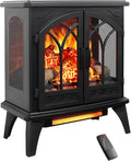 24" Electric Fireplace, Fireplace Heater w/Realistic Flame, Freestanding