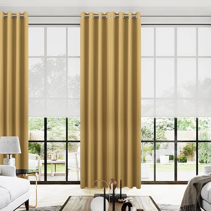 KOUFALL 96 Inches Long Curtains 2 Panel Set, Elegant Blackout Thermal Room