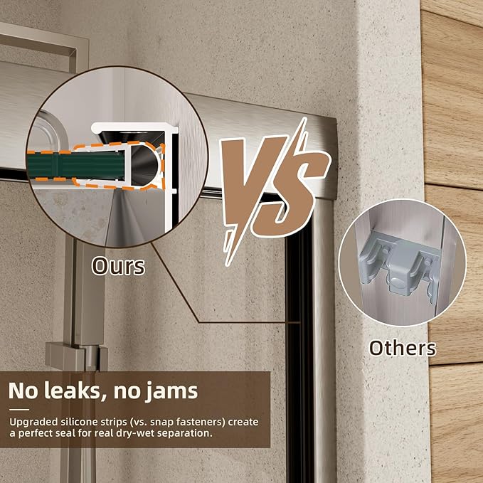 Shower Door, 56-60" W x 70" H Semi-Frameless Double Sliding Glass Shower Door