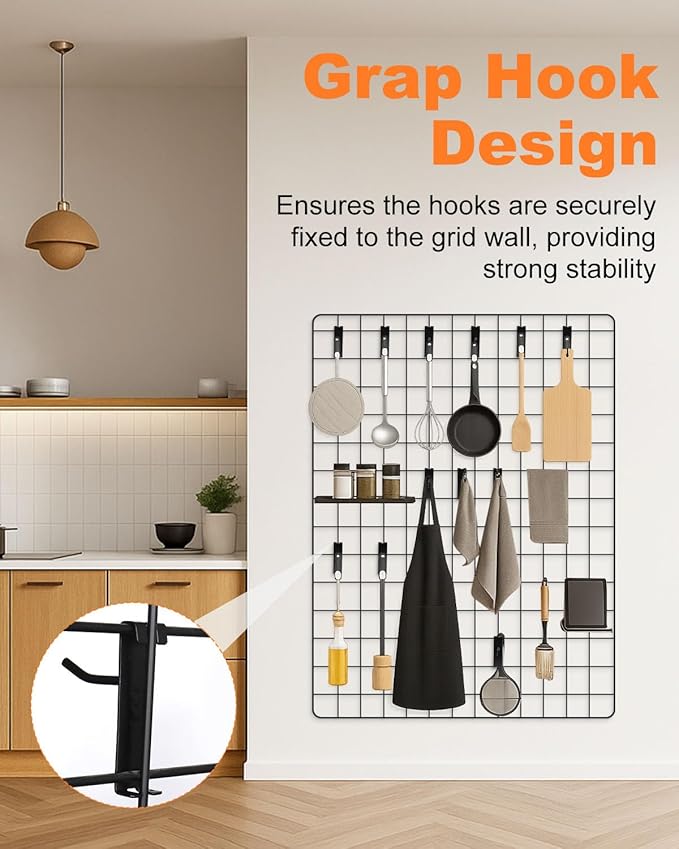 Alffun 50 Pack Gridwall Hooks, 6 Inch Metal Display Hanging Hooks, Heavy Duty