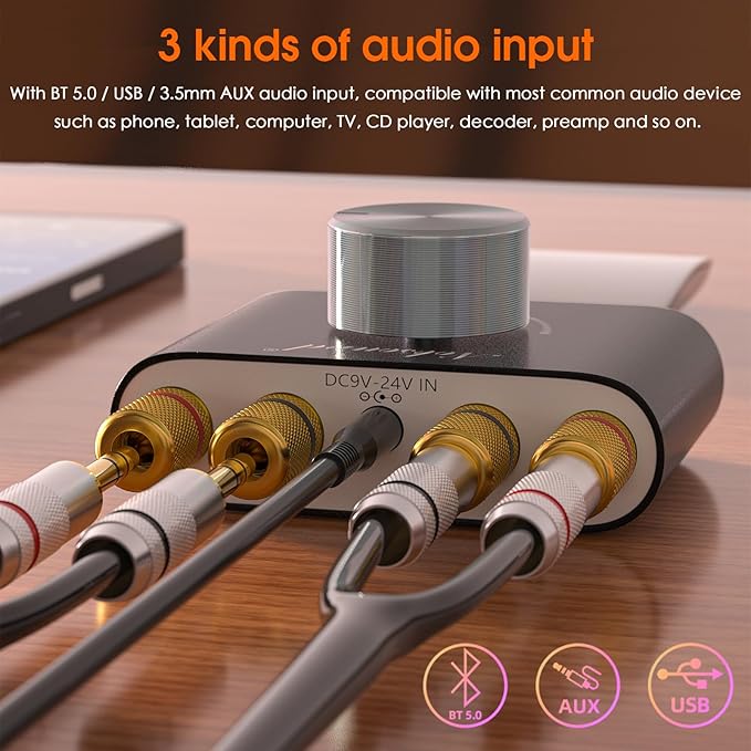 Nobsound Mini Bluetooth 5.0 Power Amplifier, Stereo Hi-Fi Digital Amp 2.0