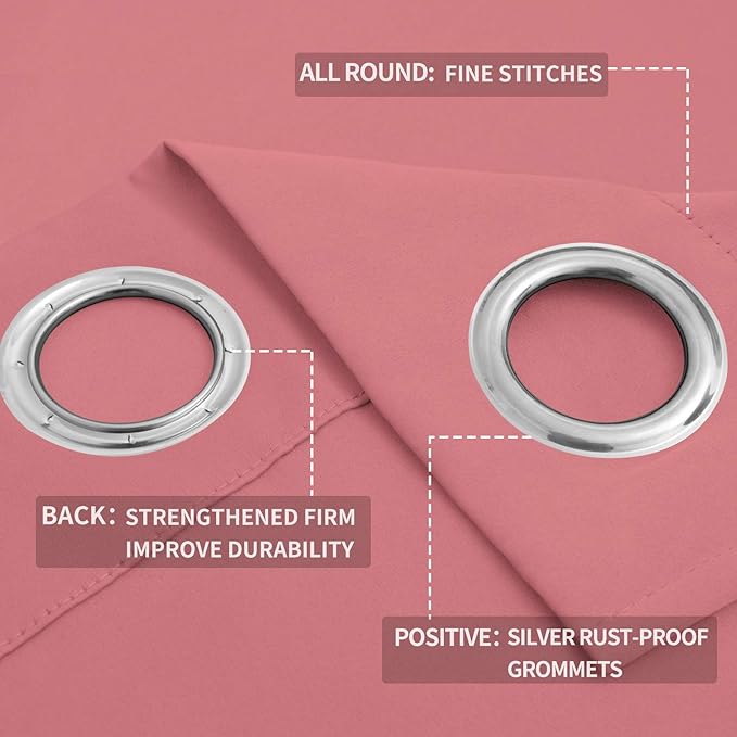 Easy-Going Blackout Curtains for Bedroom, Solid Thermal Insulated Grommet and