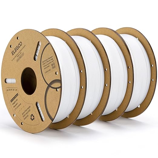 ELEGOO PLA Filament 1.75mm White 4KG, 3D Printer Filament Bulk Dimensional