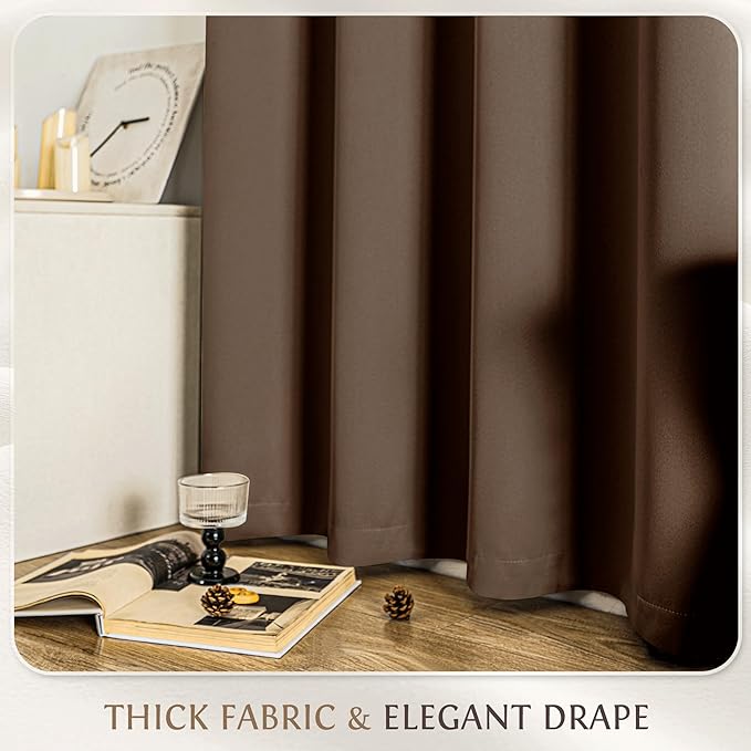 Beauoop 100% Blackout Curtains 63 Inch Long 2 Panels