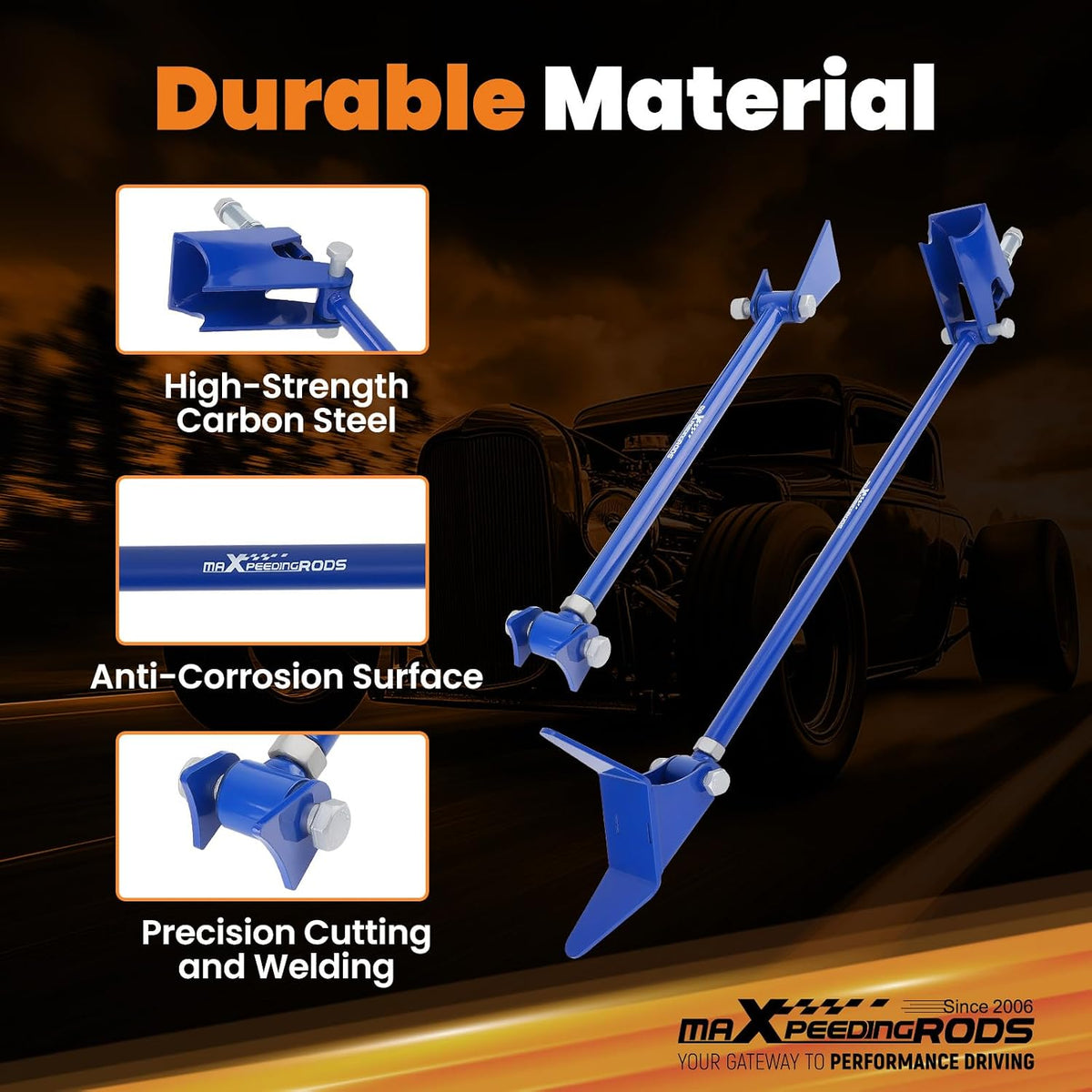maXpeedingrods Triangulated 4 Link Kit for Chevy S10 Pickup 1994-2004 Rear Suspension 28" Steel Bar for Truck Adjustable