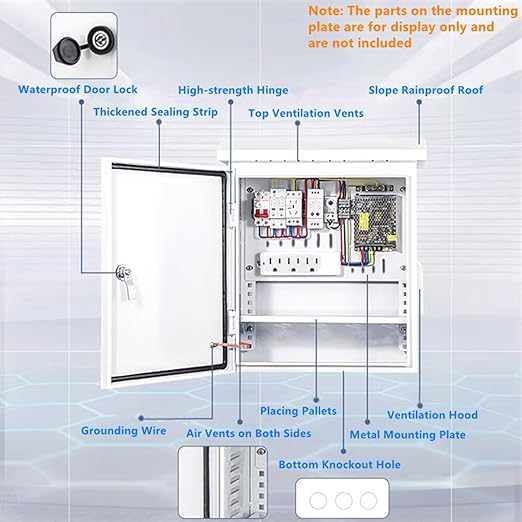 Outdoor Electrical Box 20'' x 16'' x 8'' One-Piece Ventilation Design