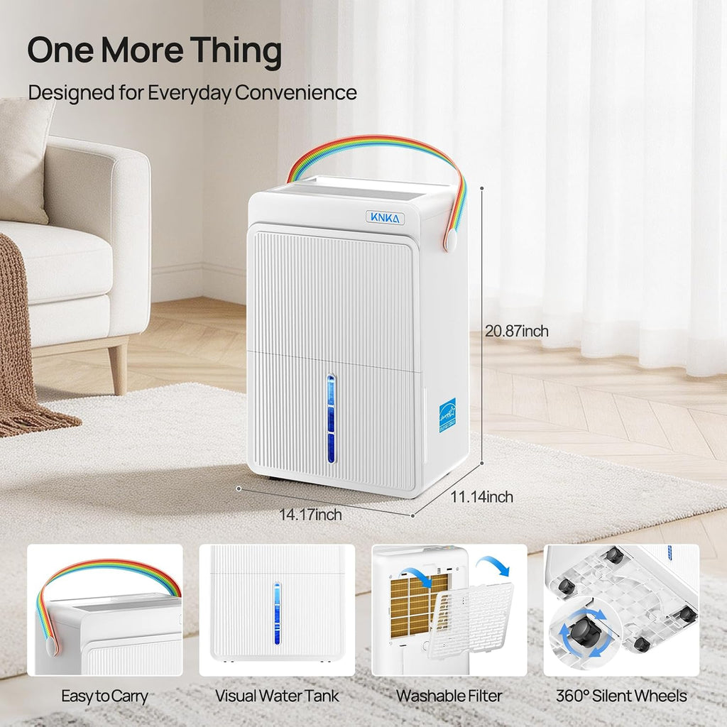 KNKA Energy Star 5500 Sq.Ft Dehumidifier for Basement, Max 80 Pint/Day