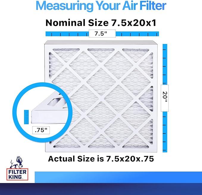 Filter King 7.5x20x1 Air Filter | 4-PACK | MERV 8 HVAC Pleated A/C Furnace