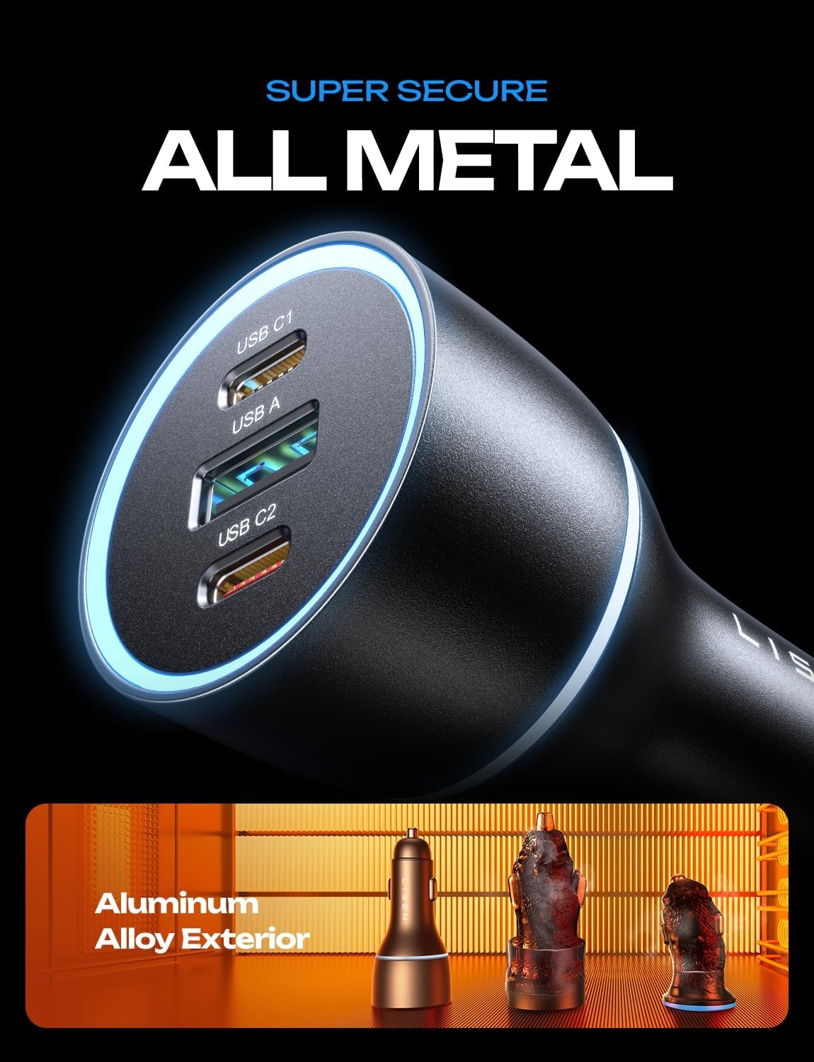 lisen 200w car charger usb c fast charge, view 9