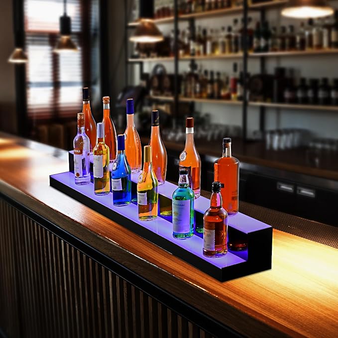 VEVOR LED Lighted Liquor Bottle Display, 2 Tiers 60 Inch Commercial Illuminated