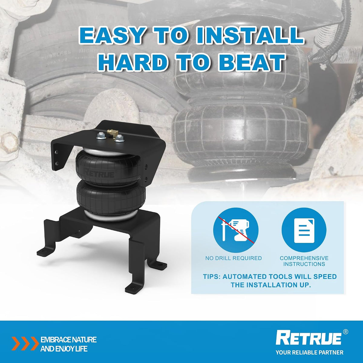 retrue rear air bags suspension kit for 2009-2014 on a desk or shelf