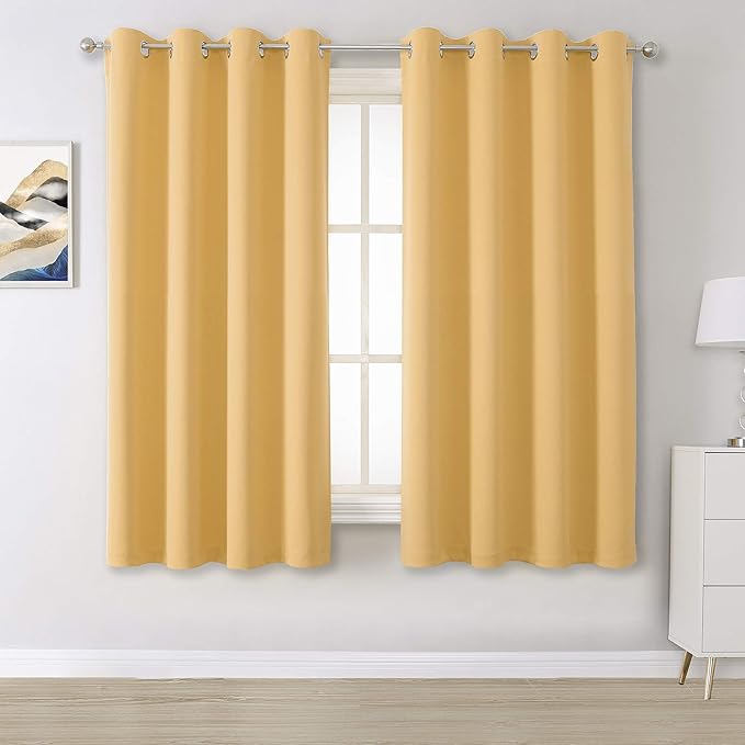 DUALIFE Yellow Solid Blackout Curtains