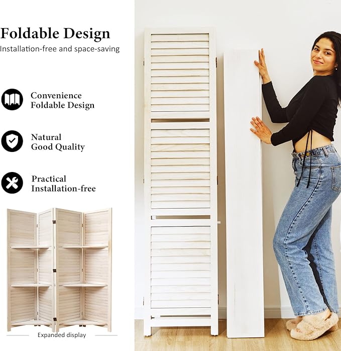 Partition Room Dividers, Folding Wood Privacy Screen