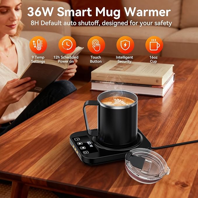 Coffee Mug Warmer & Mug Set for Desk, Electric Coffee Cup Warmer