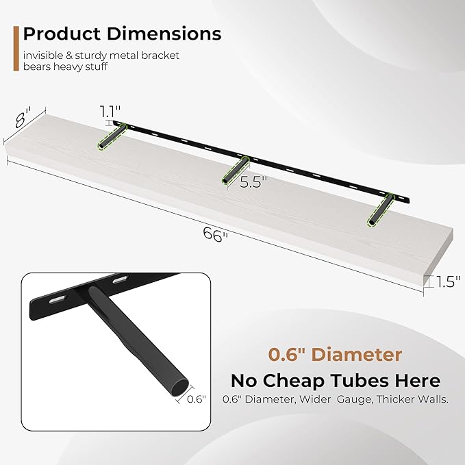Fun Memories 66 Inch Fireplace Mantel Shelf (2-Pack)