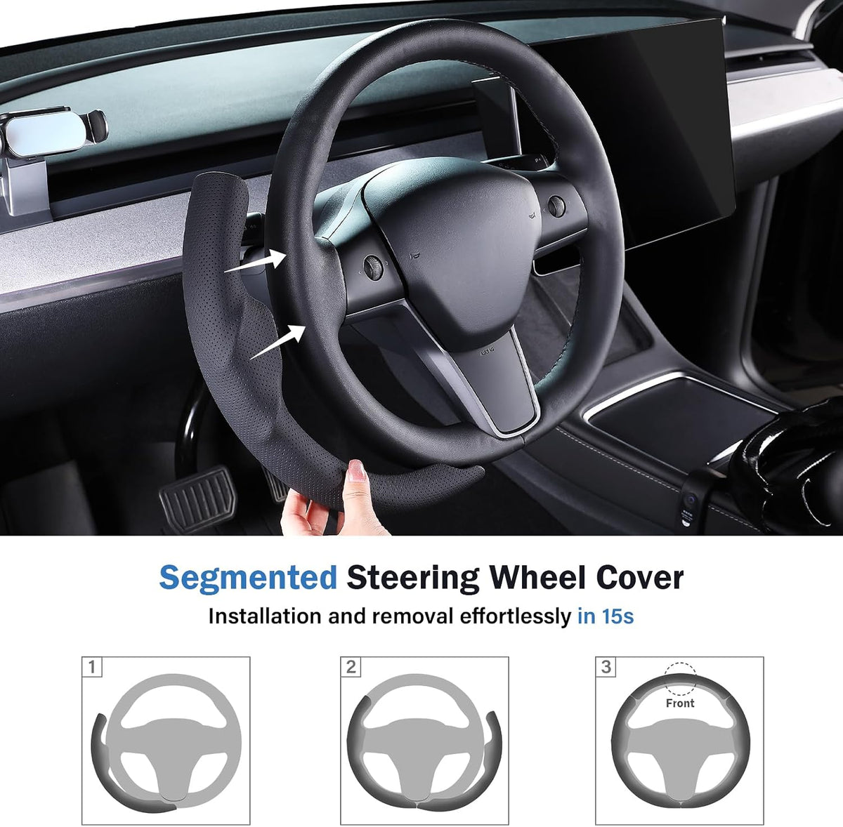 Aimato Customized Car Steering Wheel Cover for Tesla Model 3/Y