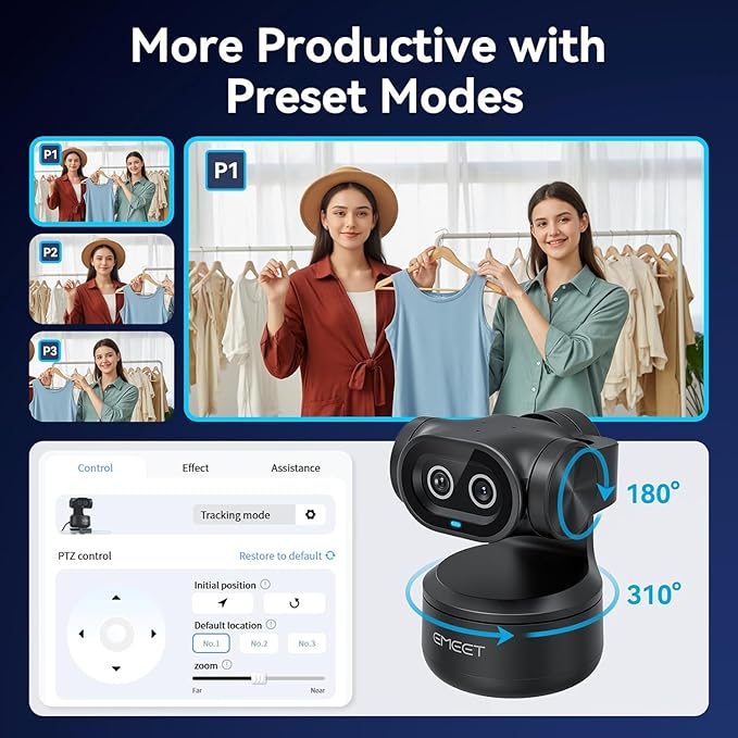 EMEET PIXY Dual-Camera AI-Powered PTZ Camera 4K