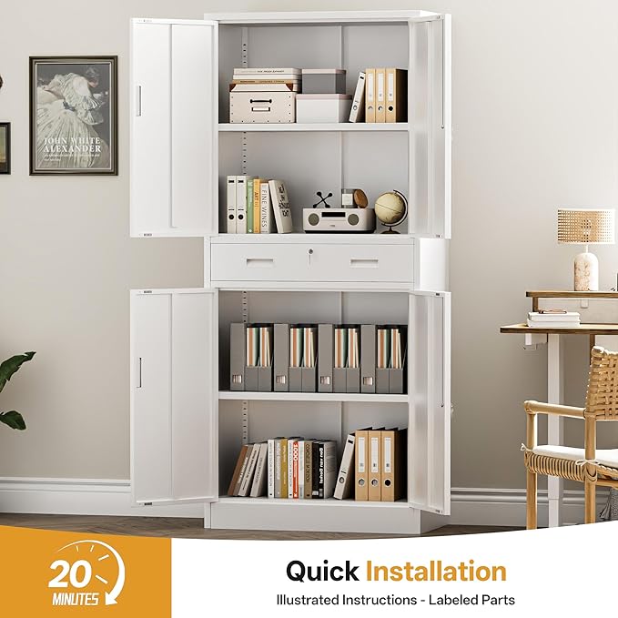 Metal Storage with 1 Drawer, Steel Storage File Cabinet
