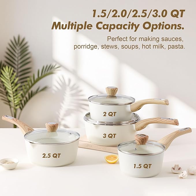 SENSARTE 1.5 & 2.5 Quart Ceramic Sauce Pan Sets