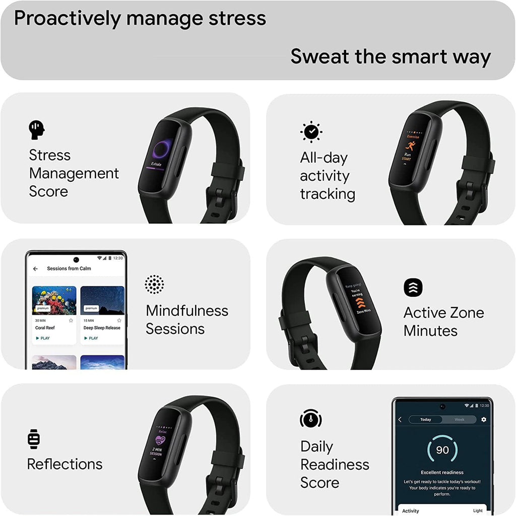 fitbit inspire 3 health & fitness activity tracker, close-up detail