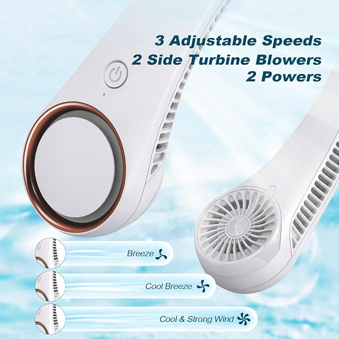 CIVPOWER Neck Fan: Portable Personal Neck Cooling Rechargeable Bladeless Fan
