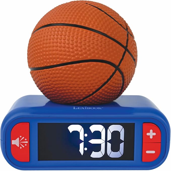 LEXiBOOK - Basketball - Basketball Nightlight Alarm Clock, Sounds and Melodies