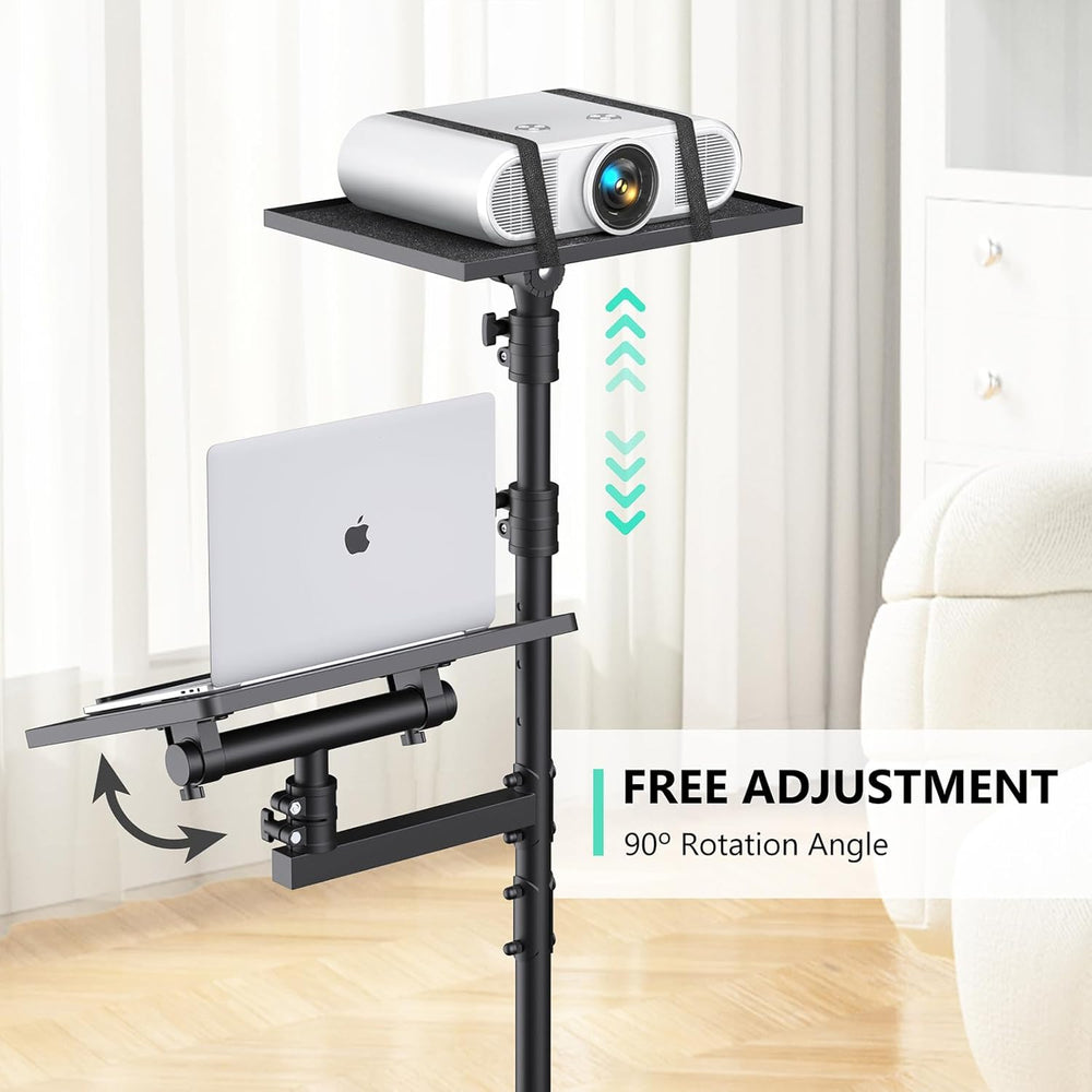 Projector Stand on Wheels, Dual-Tray Tripod Cart 45-64", Holds 20 lbs
