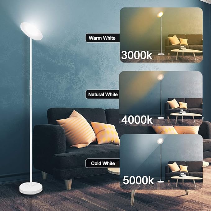 JOOFO Floor Lamp, 30W/2400LM Sky LED Modern Torchiere 3 Color Temperatures