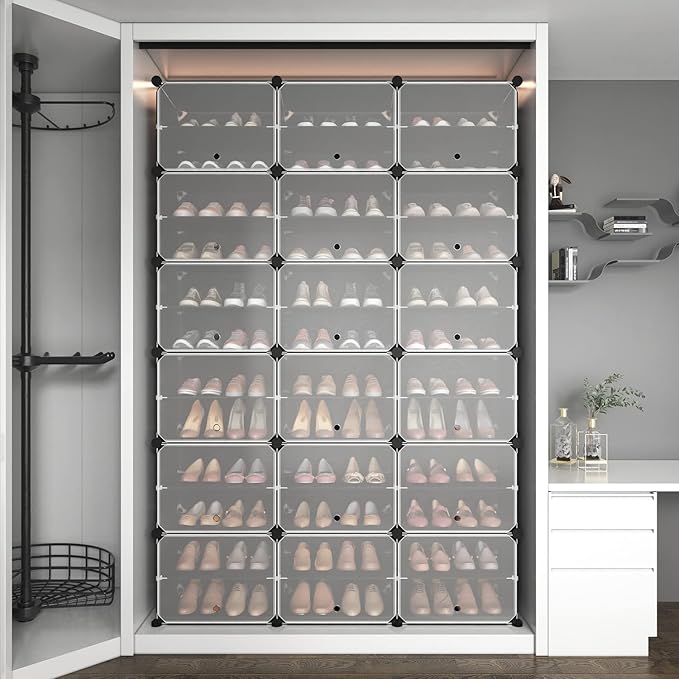 ROJASOP Portable Shoe Rack Organizer, 72 Pairs Covered Shoe Rack Shoe Organizer