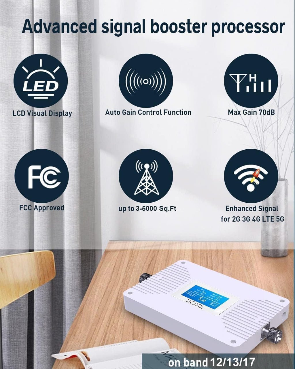 Cell Phone Booster for Verizon & AT&T, Boosts 5G/4G LTE on Bands 12/13/17
