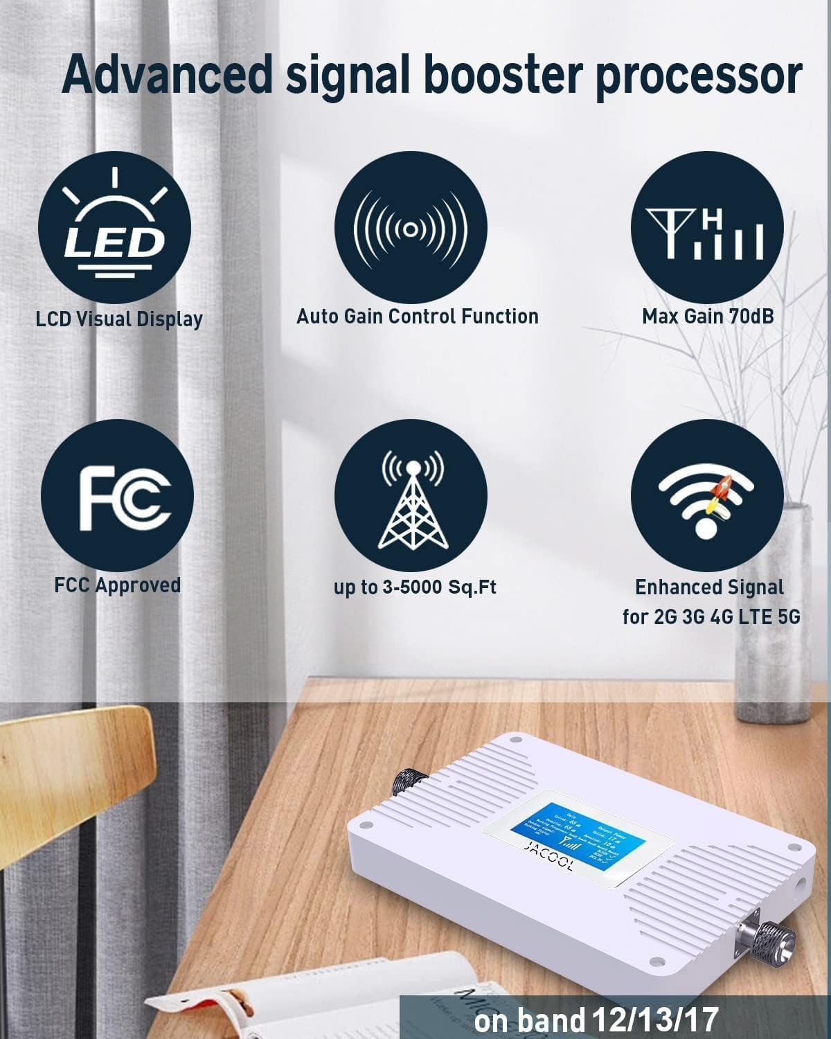 Cell Phone Booster for Verizon & AT&T, Boosts 5G/4G LTE on Bands 12/13/17