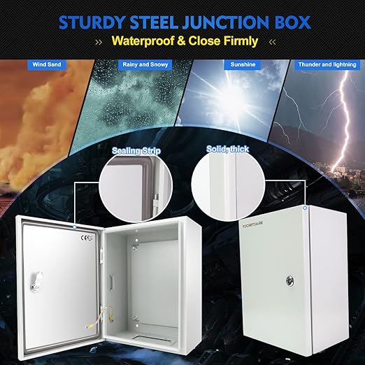 Outdoor Electrical Box, Steel Junction Box 20 x 16 x 8'', NEMA 4X Electrical