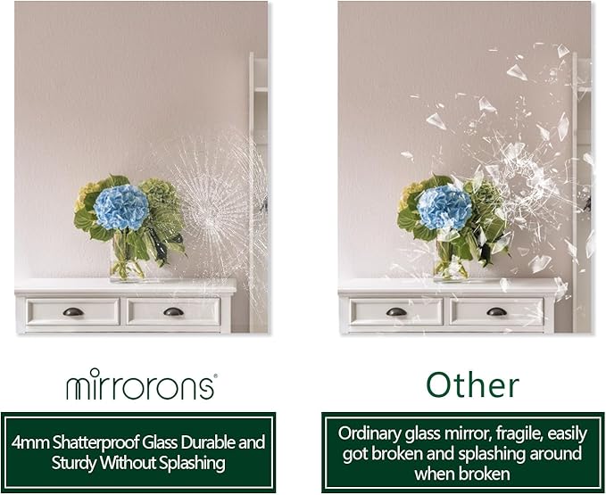 Mirrorons Frameless Wall Mirror 18" x 24", Modern Rectangle Bathroom Mirrors