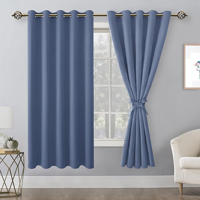 Hiasan Blackout Curtains for Bedroom, 60 x 63 Inches Length
