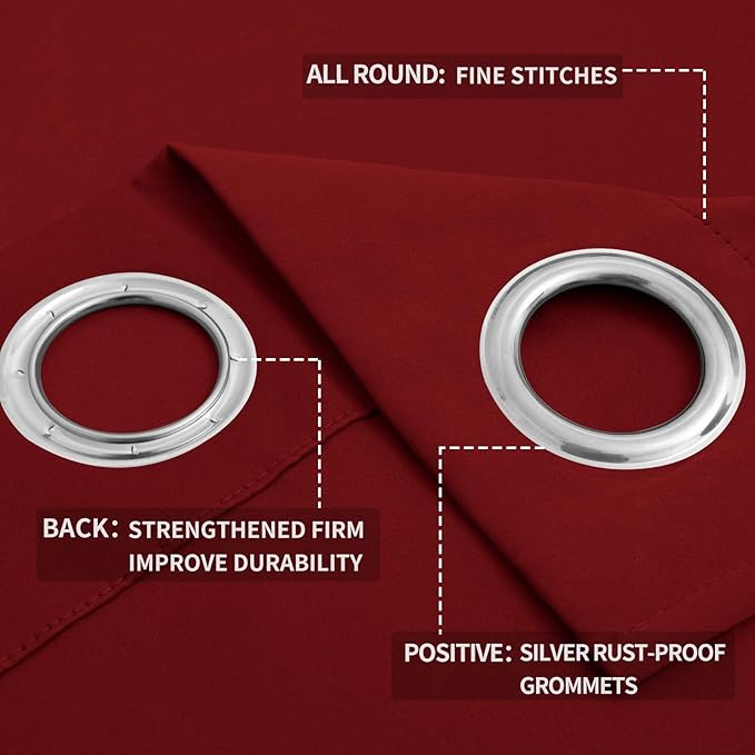 Easy-Going Blackout Curtains for Bedroom, Solid Thermal Insulated Grommet and